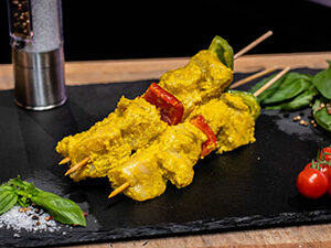 Brochette de poulet citron curcuma